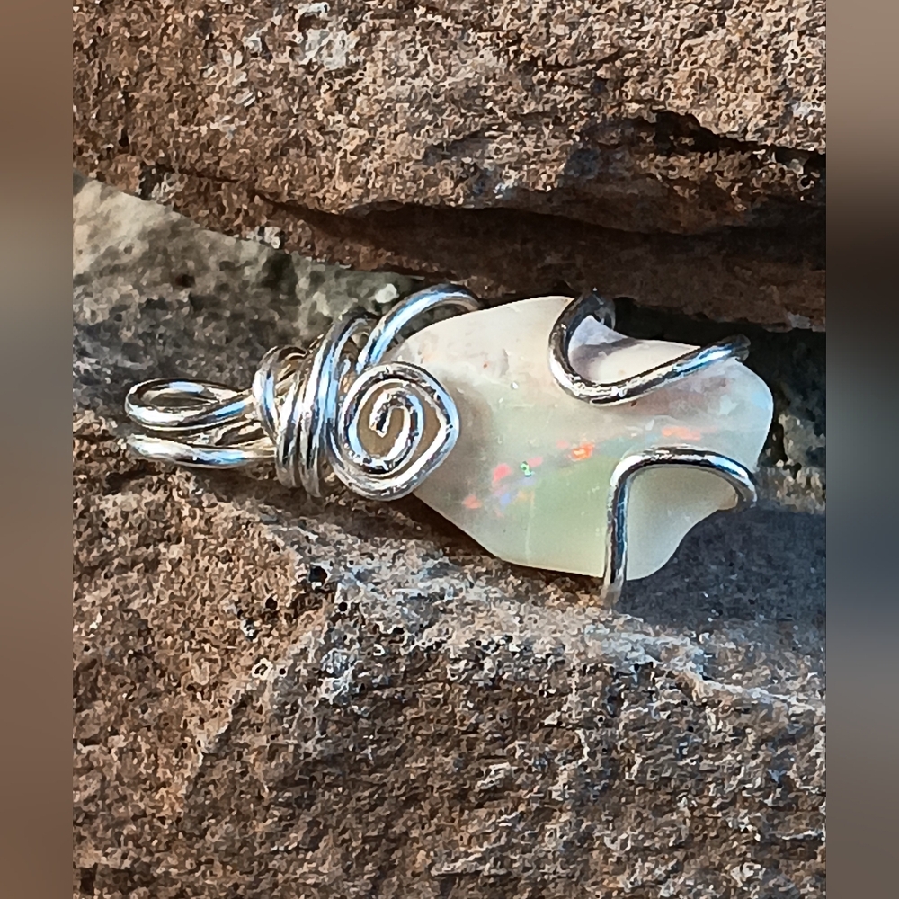 Australian Opal Pendant Lightning Ridge Double Sided Sterling Silver - Picture 7 of 16